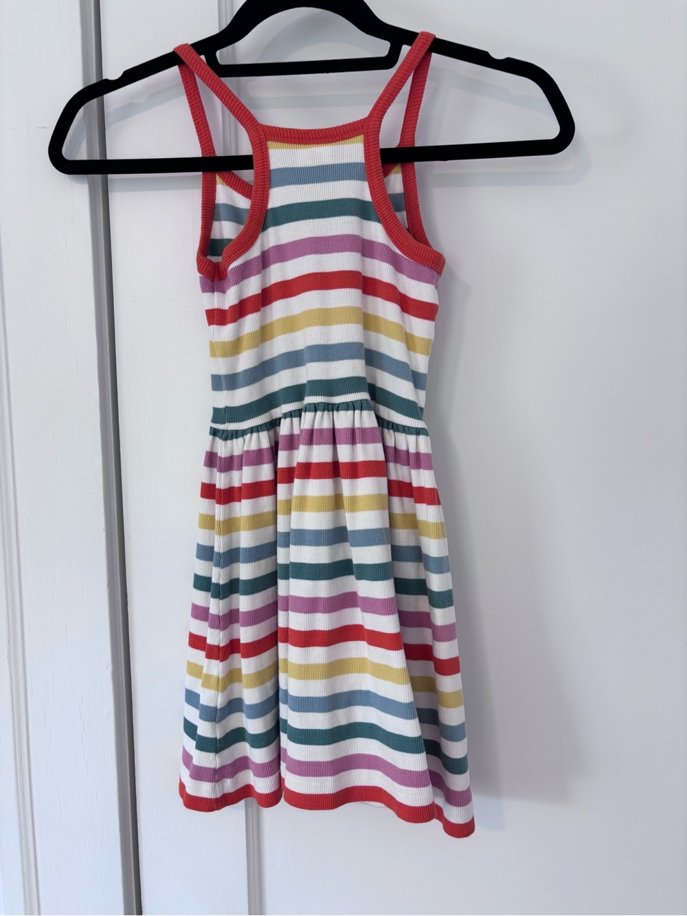 Mini Boden Rainbow Stripe Tank Dress with Red Trim - Picture 5 of 5